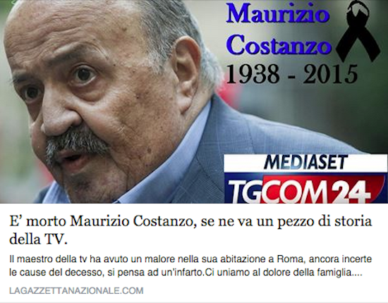maurizio costanzo morto Maurizio Costanzo Morto? L'Ultima Bufala del Web