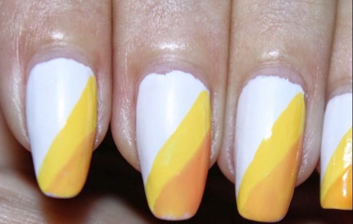 Nail-Art-Arancio-Bianco Nail Art Estate 2015: Colori caldi sulle unghie