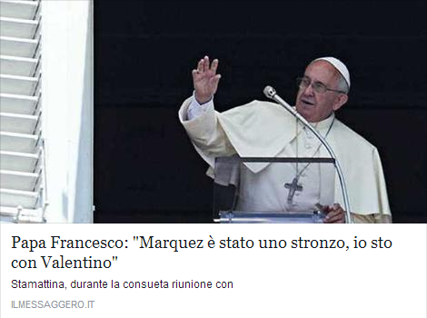 Papa Francesco su Rossi e Marquez: una Bufala dei Social