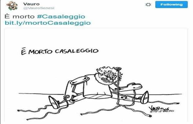 Morte Casaleggio, vignetta di Vauro: polemiche sul web e sui social