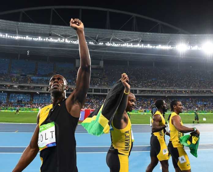 USAIN-BOLT-STAFFETTA-4X100 Bolt Oro con la 4x100 Giamaica a Rio 2016