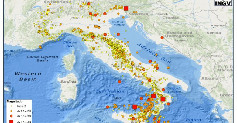 INGV, terremoti continui nella notte: sciame sismico senza sosta