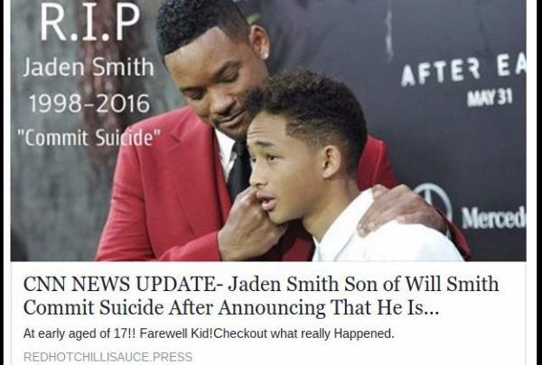 Figlio Will Smith suicidato: ma è una Bufala