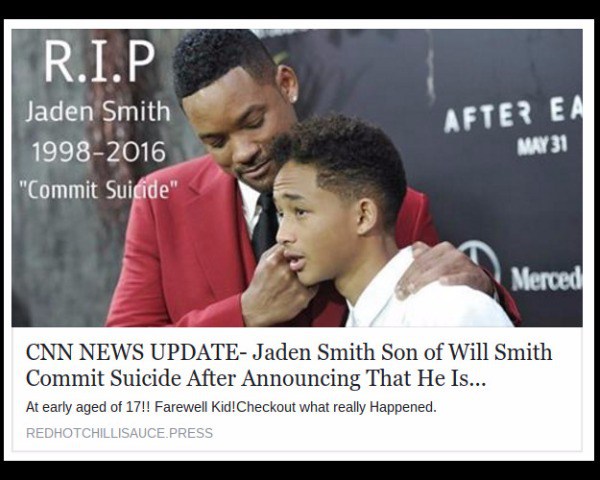 bufala suicidio di jaden smith Figlio Will Smith suicidato: ma è una Bufala