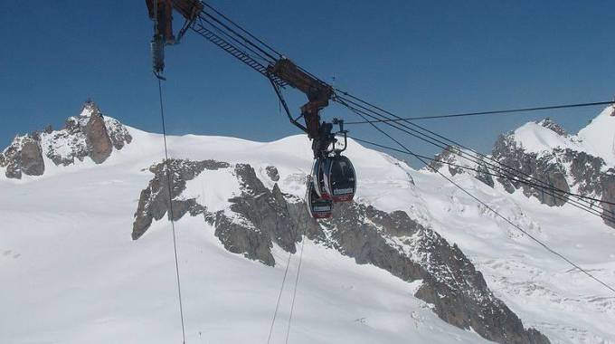 Monte Bianco Funivia bloccata, tutti in salvo i turisti