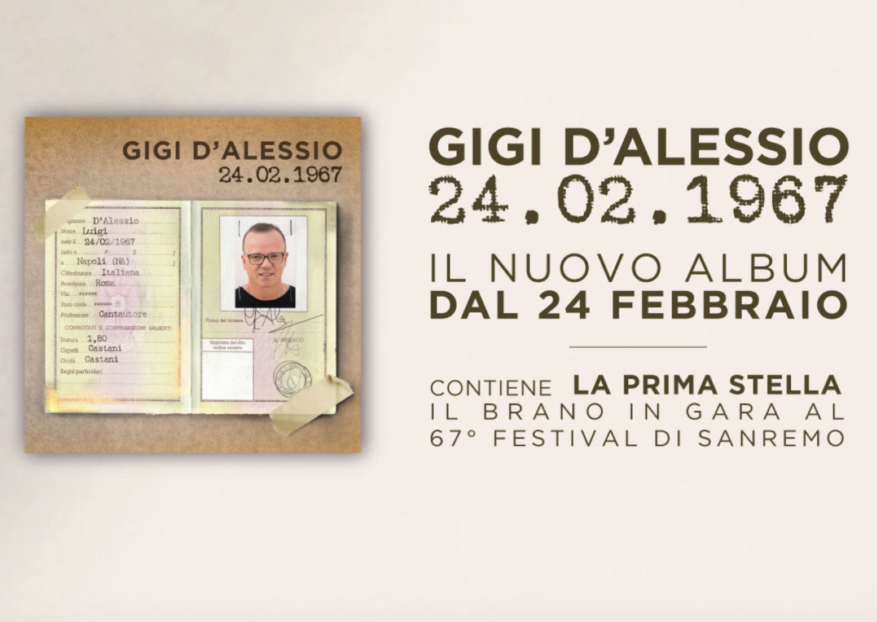 Gigi D'Alessio, nuovo album "24 febbraio 1967": Audio e Recensione 