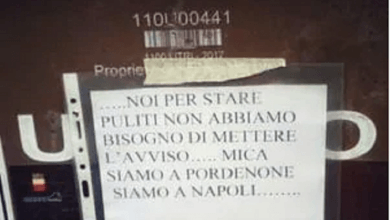 Photo of Risposta dei napoletani al cartello offensivo di Pordenone (Foto)